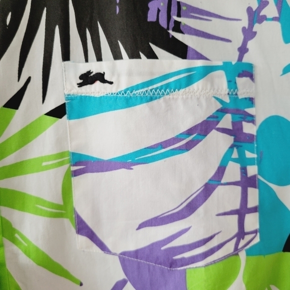 Men's A. Tiziano Palm Print Short Sleeve Button Down Shirt - Picture 5 of 10